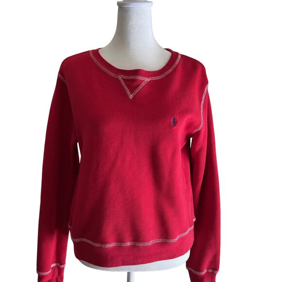 Polo Ralph Lauren Sport Crewneck Sweatshirt Red Pullover Women SZM - Picture 1 of 9
